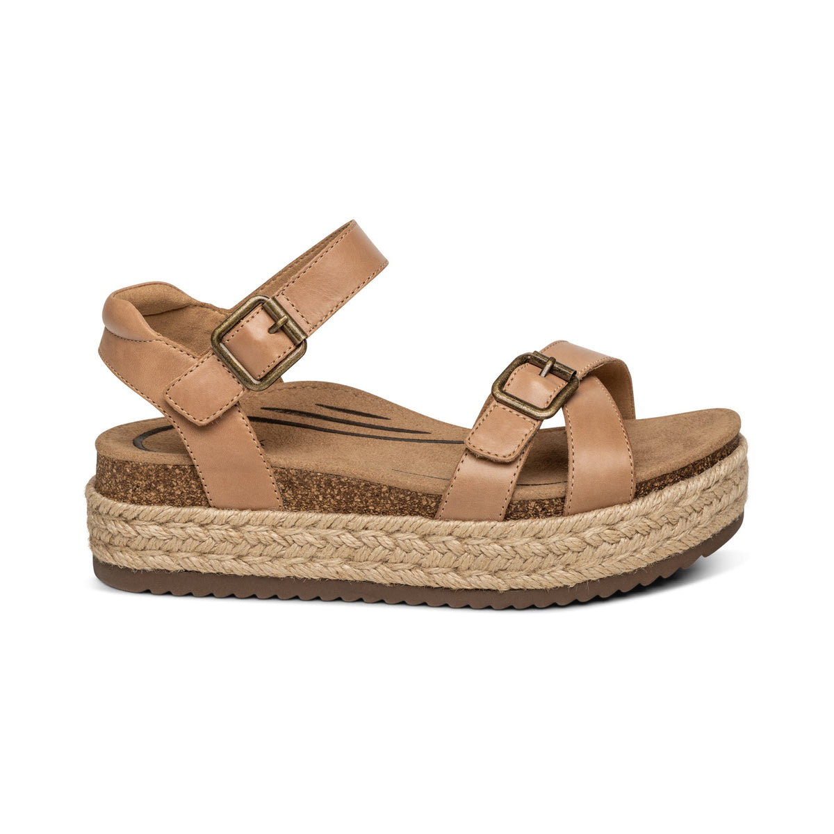 Aetrex Paula Arch Support Platform Sandal - Camel