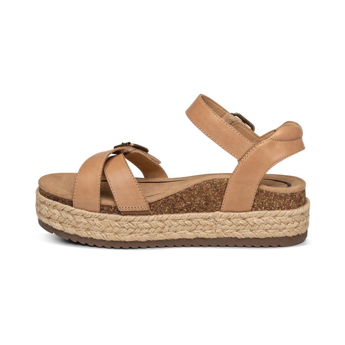 Aetrex Paula Arch Support Platform Sandal - Camel