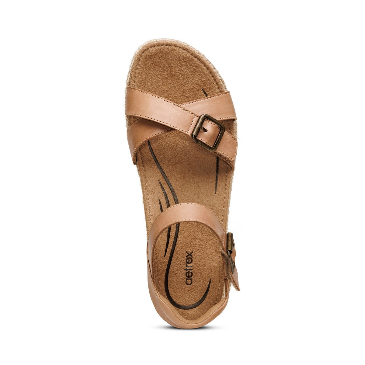 Aetrex Paula Arch Support Platform Sandal - Camel