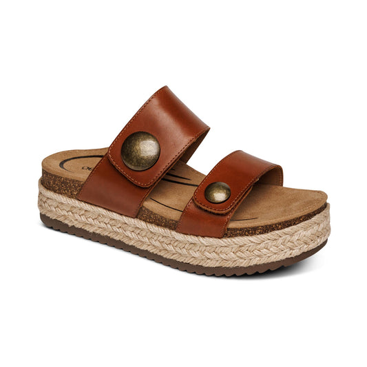 Aetrex Sofie Platform Sandal - Cognac