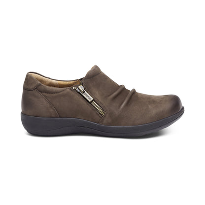 Aetrex Katie Side Zip Slip-On - Dark Earth