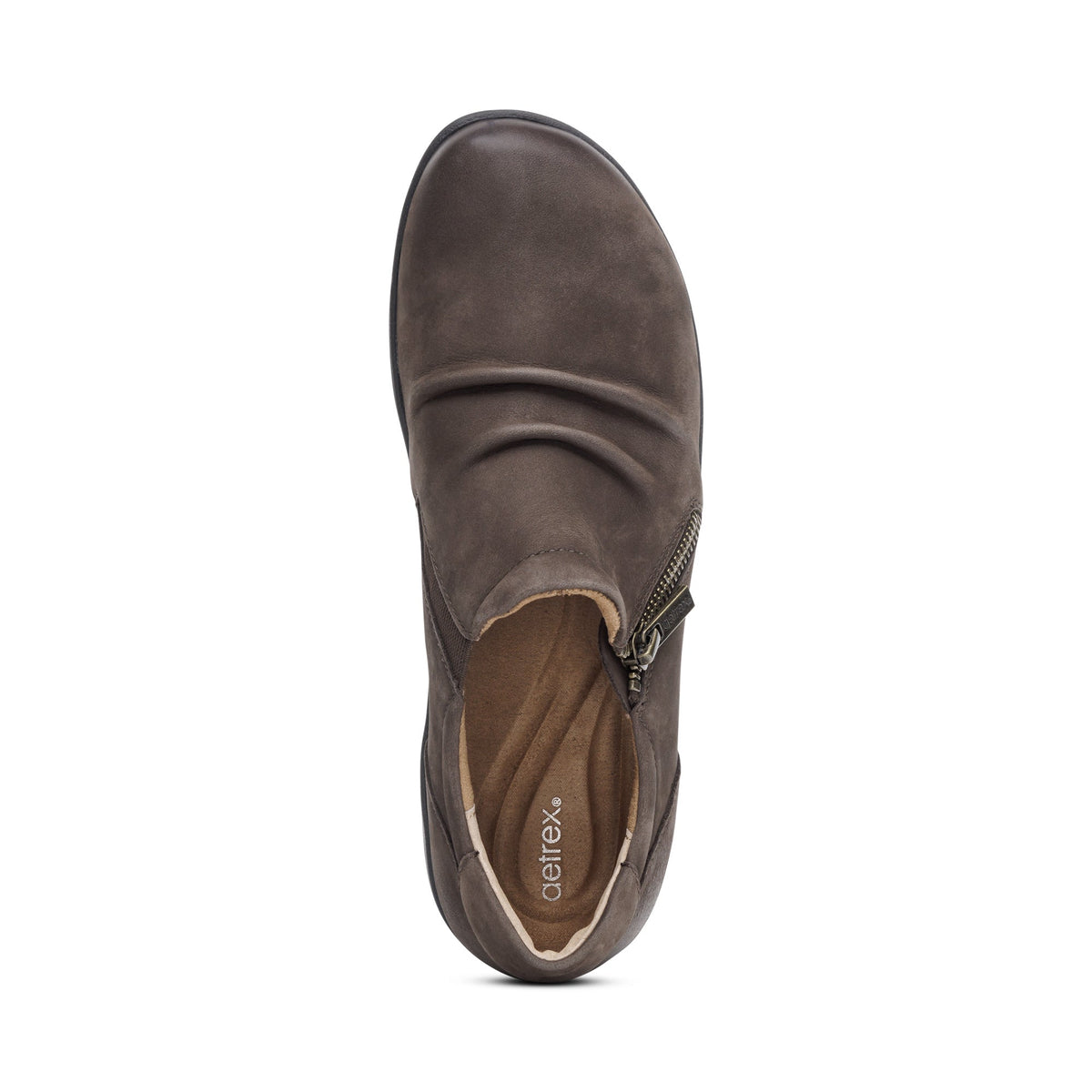 Aetrex Katie Side Zip Slip-On - Dark Earth