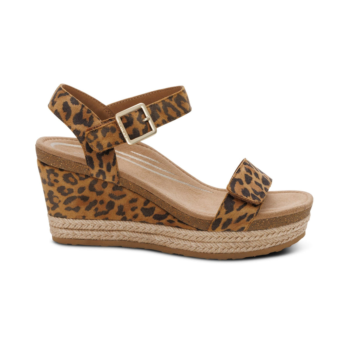 Aetrex Sydney Quarter Strap Espadrille Wedge - Leopard