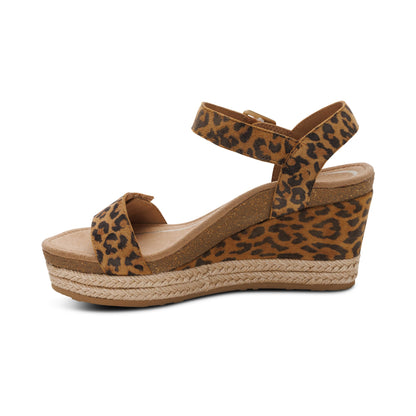 Aetrex Sydney Quarter Strap Espadrille Wedge - Leopard