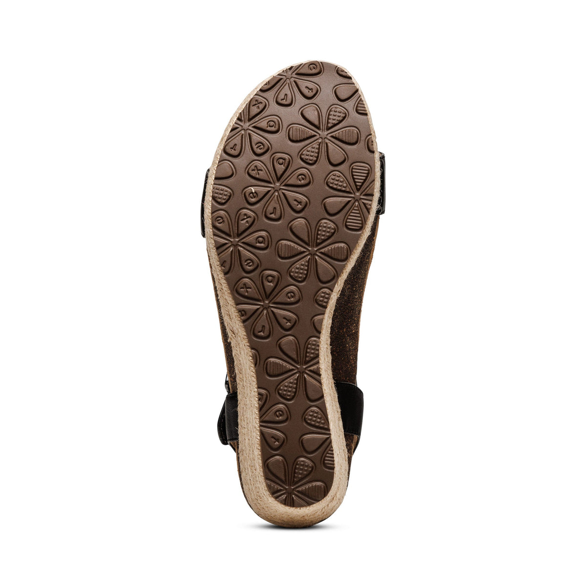 Aetrex Sydney Quarter Strap Espadrille Wedge - Black Leather
