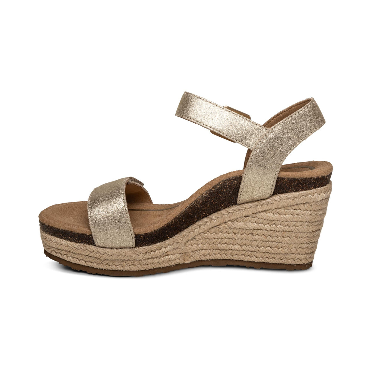Aetrex Sydney Quarter Strap Espadrille Wedge - Champagne