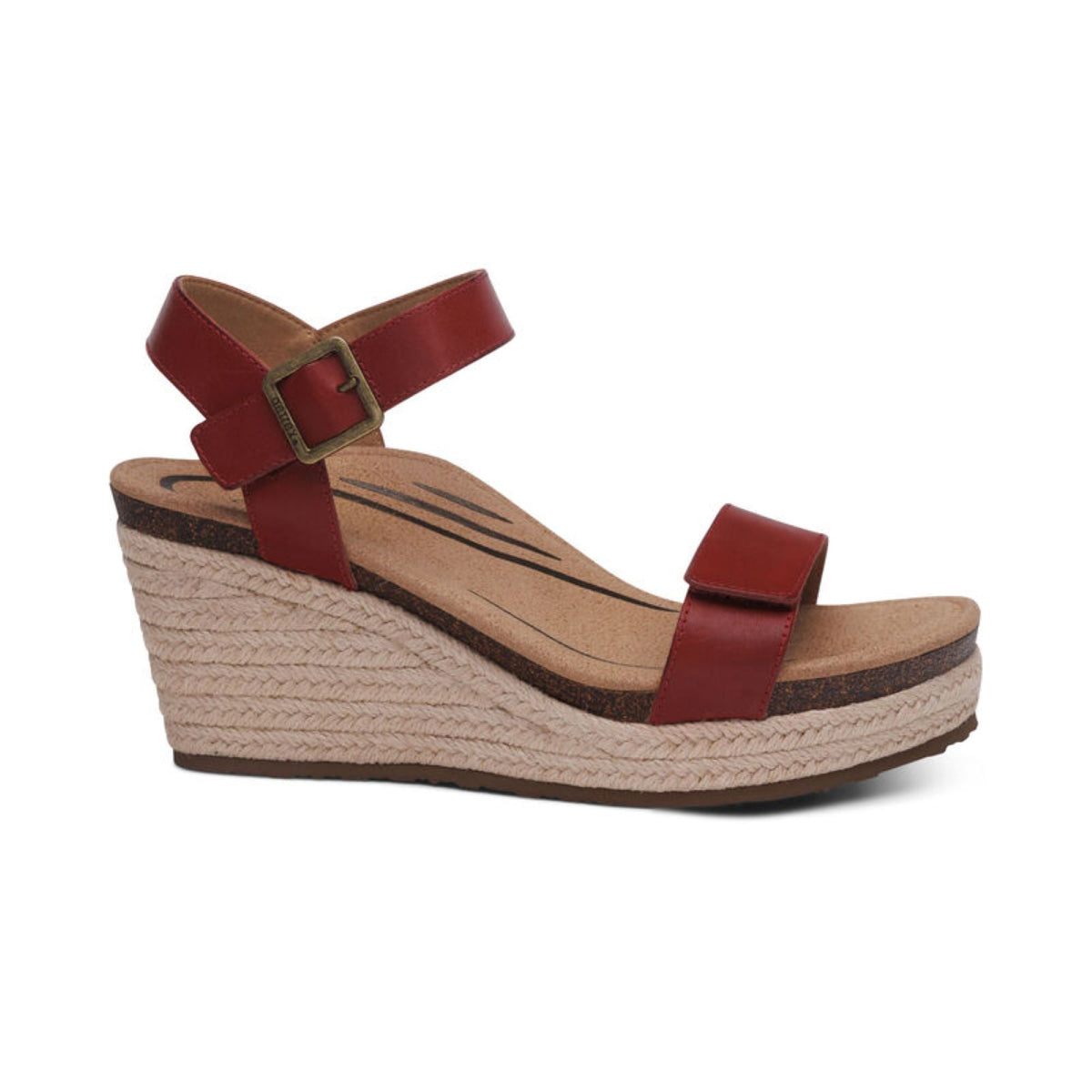 Aetrex Sydney Quarter Strap Espadrille Wedge - Red