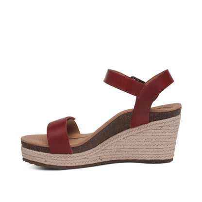 Aetrex Sydney Quarter Strap Espadrille Wedge - Red