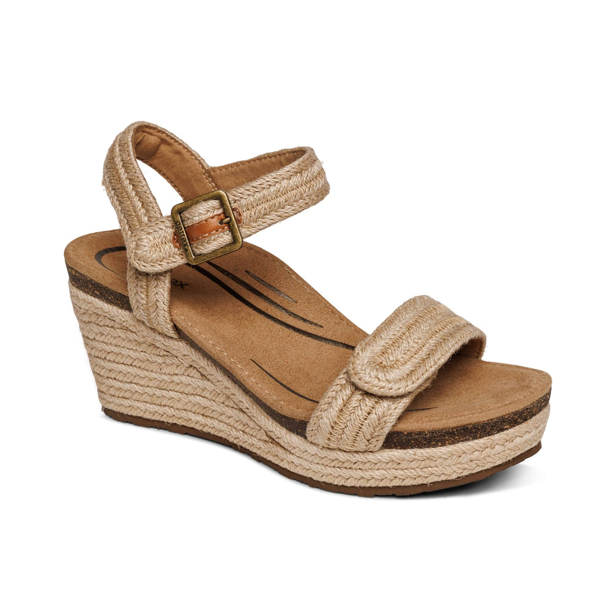 Aetrex Sydney Quarter Strap Espadrille Wedge - Natural