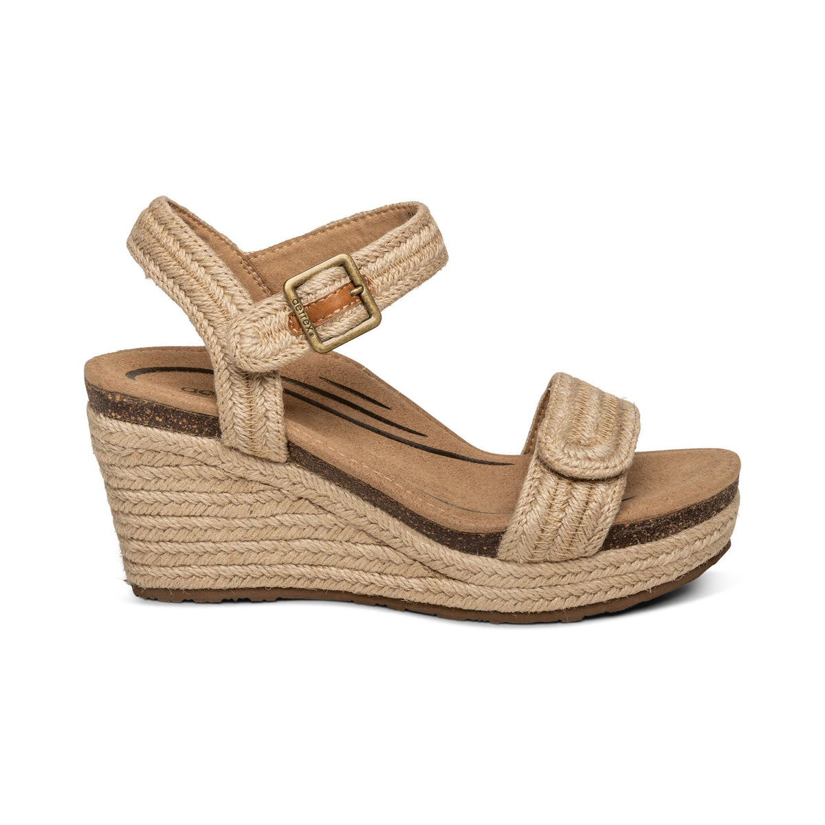 Aetrex Sydney Quarter Strap Espadrille Wedge - Natural