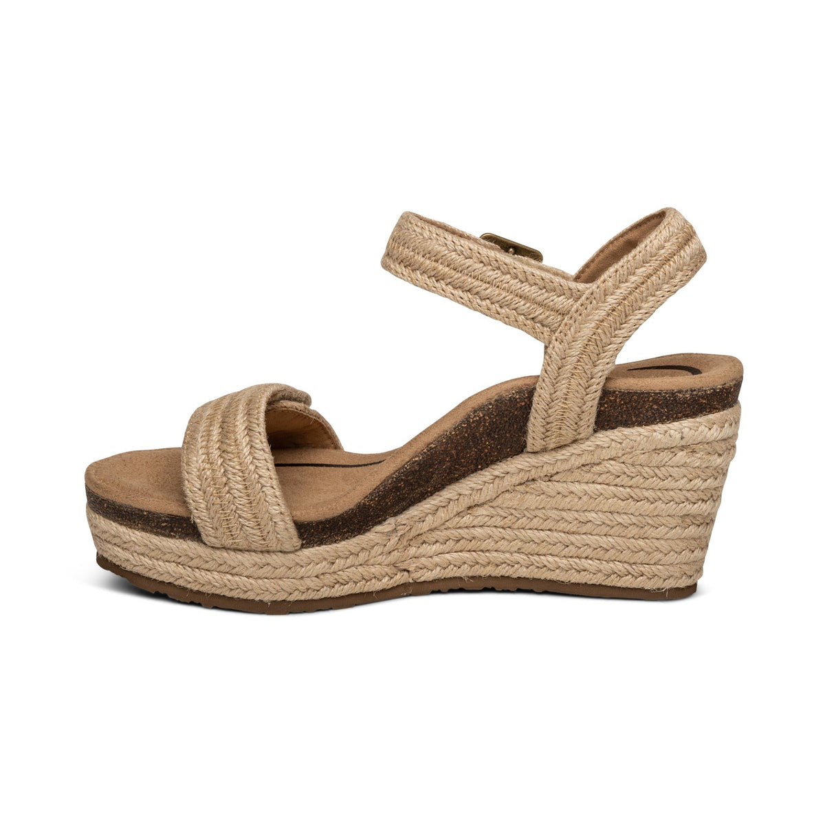 Aetrex Sydney Quarter Strap Espadrille Wedge - Natural