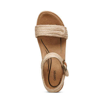 Aetrex Sydney Quarter Strap Espadrille Wedge - Natural