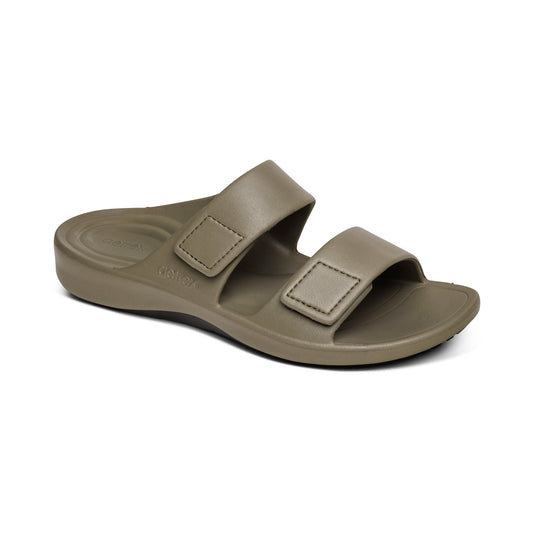 Aetrex Milos Orthotic Men's Slides - Army