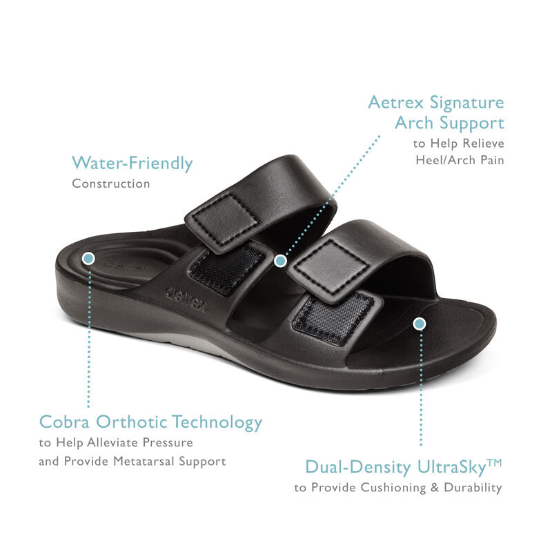 Aetrex Milos Orthotic Men's Slides - Green Camo
