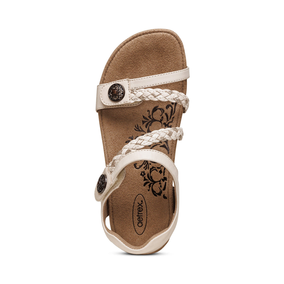 Aetrex Jillian Braided Quarter Strap Sandal - Ivory