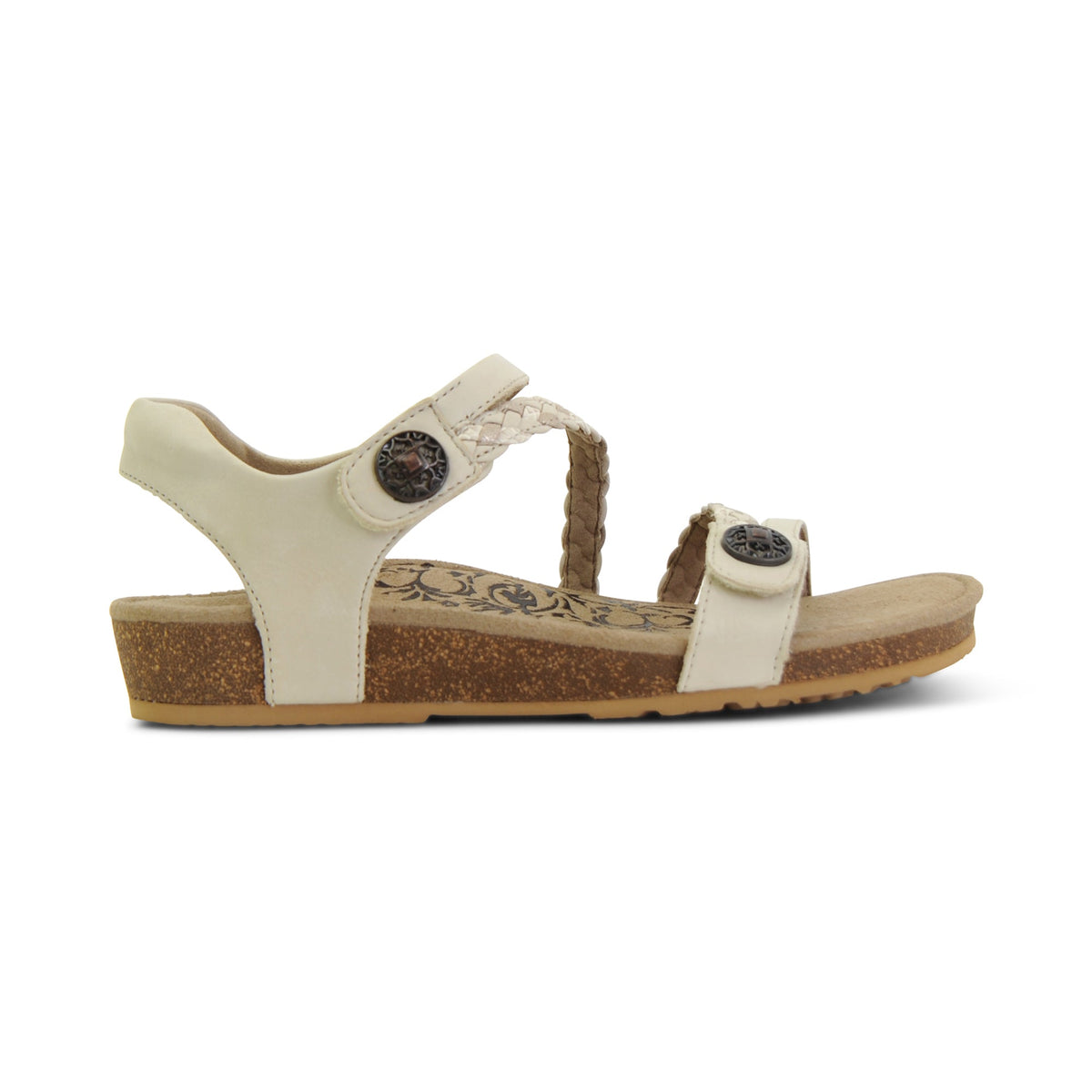 Aetrex Jillian Braided Quarter Strap Sandal - Ivory