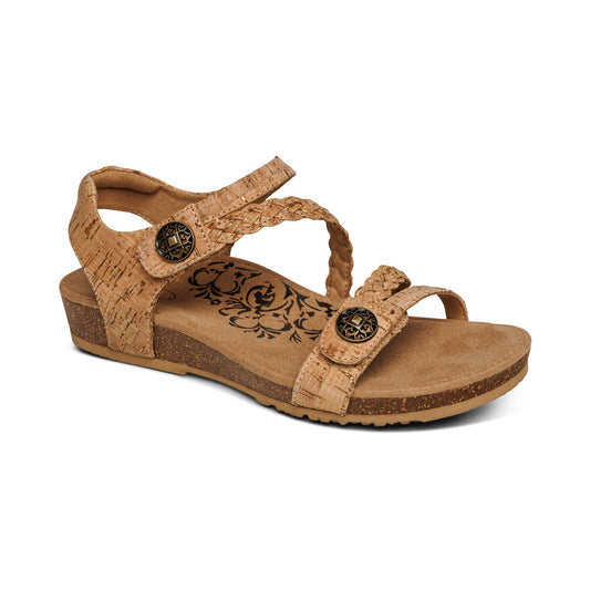 Aetrex Jillian Braided Quarter Strap Sandal - Cork