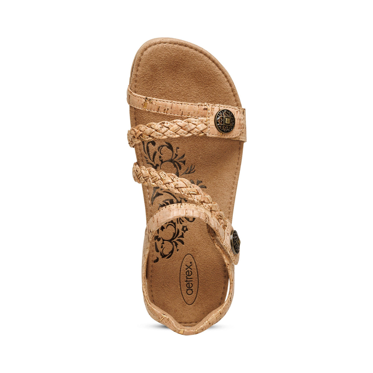 Aetrex Jillian Braided Quarter Strap Sandal - Cork