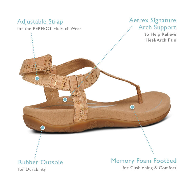 Aetrex Jane Thong Sandal - Black