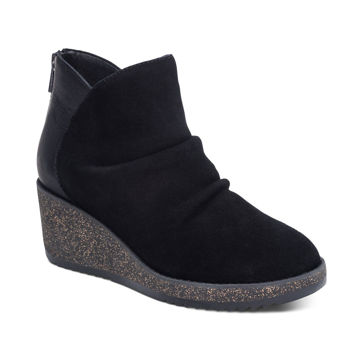 Aetrex Kara Ankle Wedge Boot - Black
