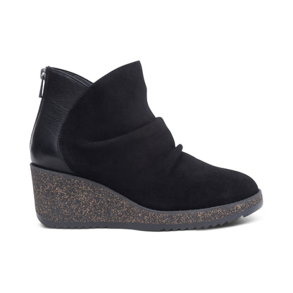Aetrex Kara Ankle Wedge Boot - Black