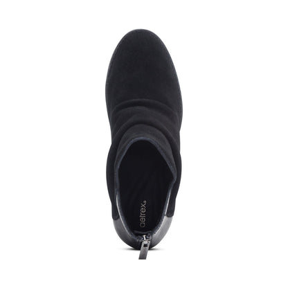 Aetrex Kara Ankle Wedge Boot - Black