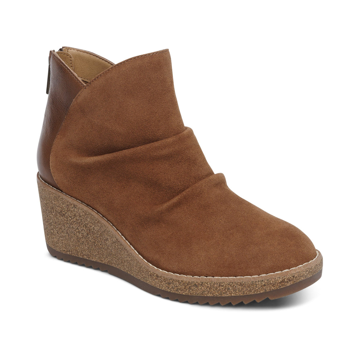 Aetrex Kara Ankle Wedge Boot - Cognac