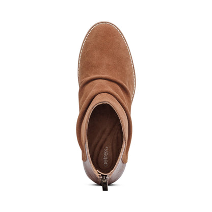 Aetrex Kara Ankle Wedge Boot - Cognac