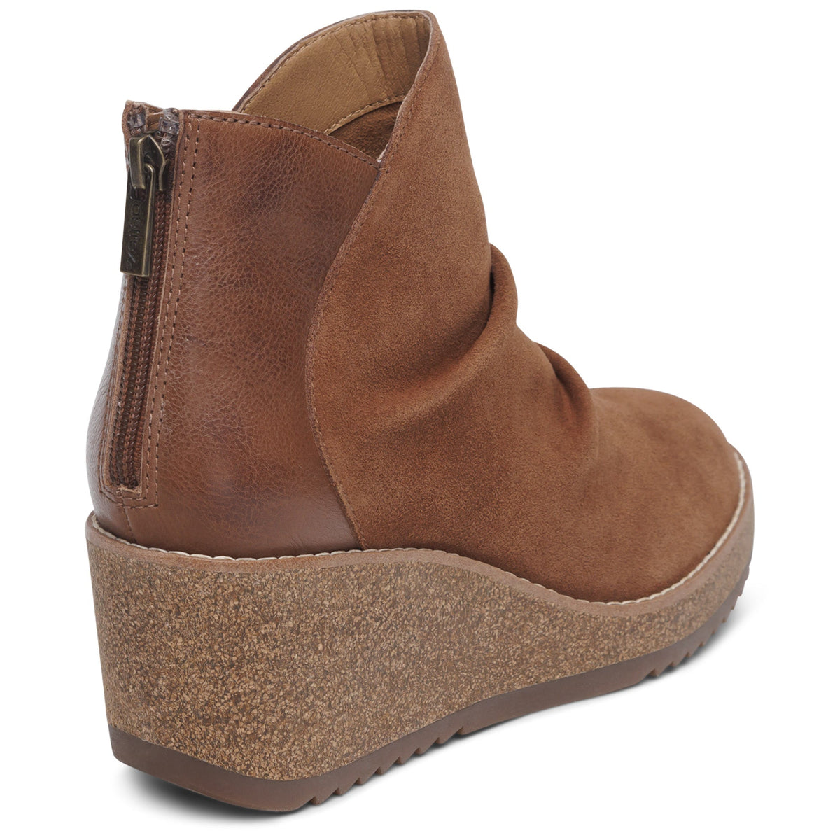 Aetrex Kara Ankle Wedge Boot - Cognac