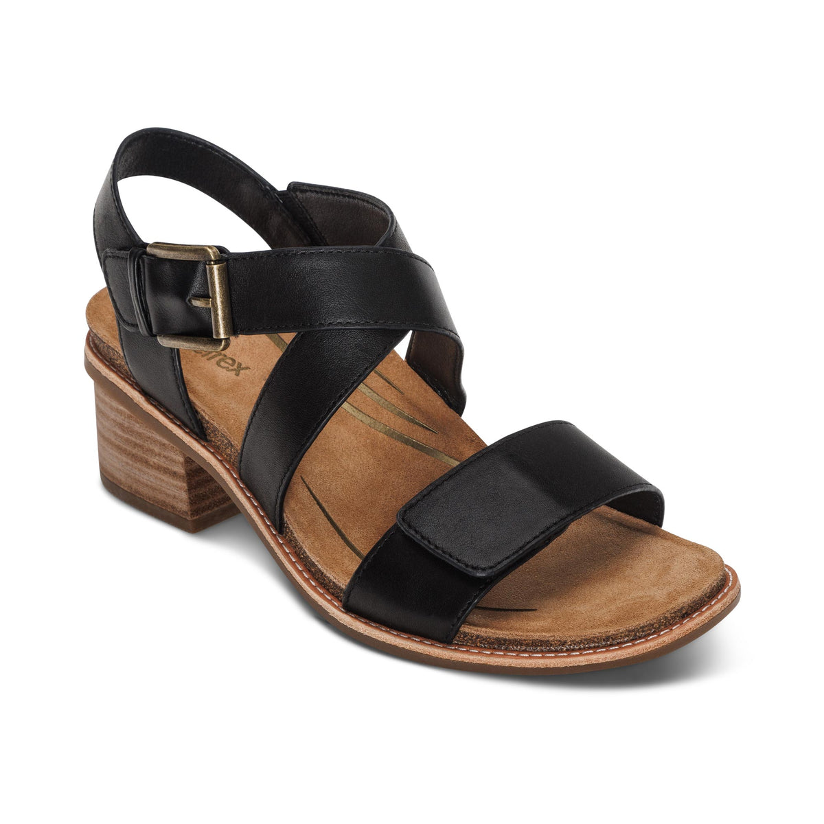 Aetrex Kristin Arch Support Block Heel - Black