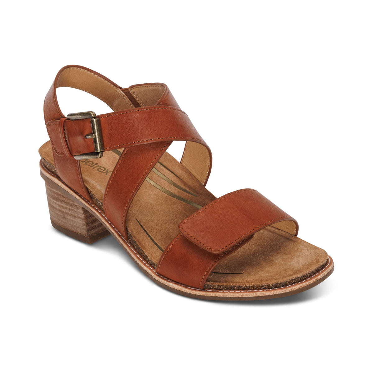 Aetrex Kristin Arch Support Block Heel - Cognac