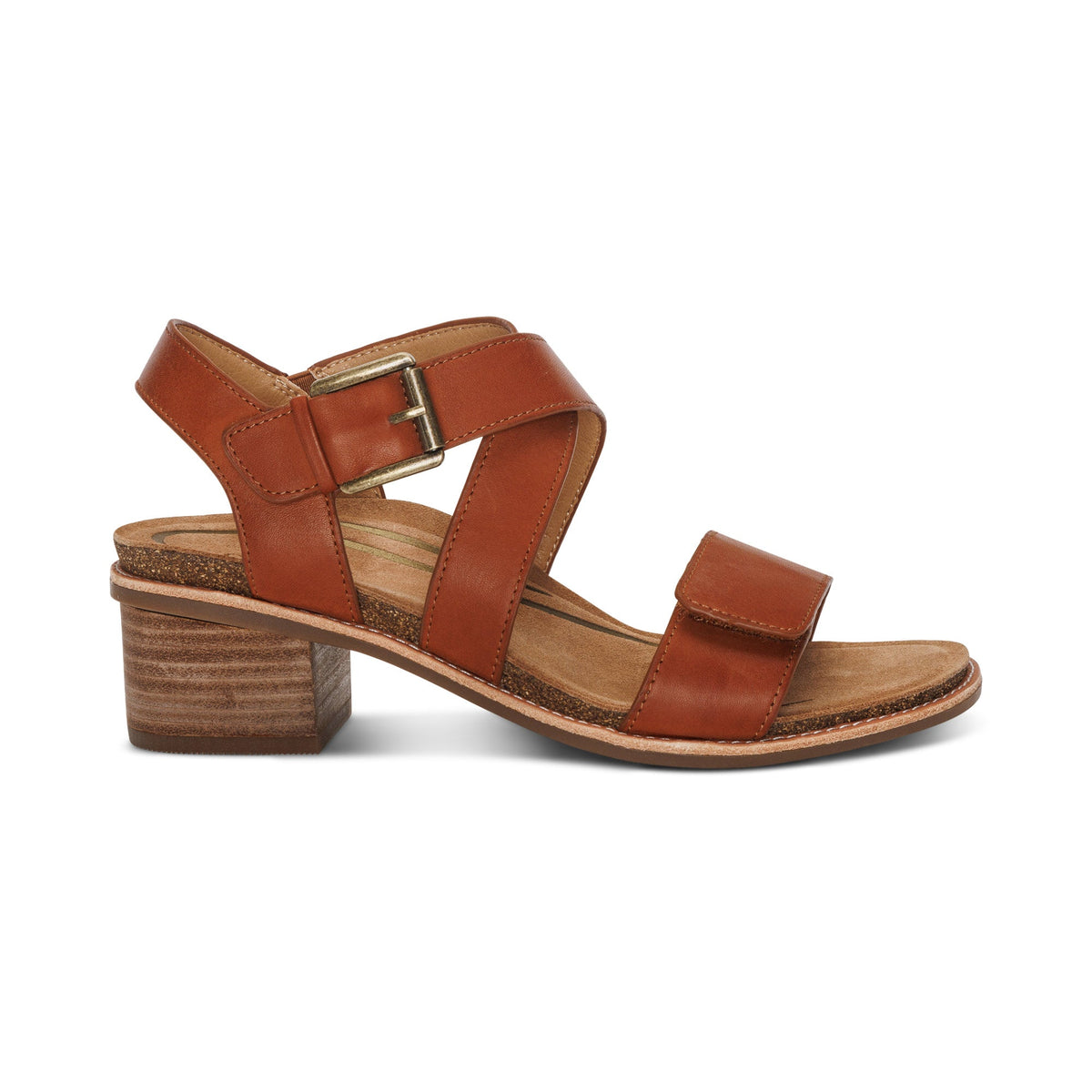 Aetrex Kristin Arch Support Block Heel - Cognac