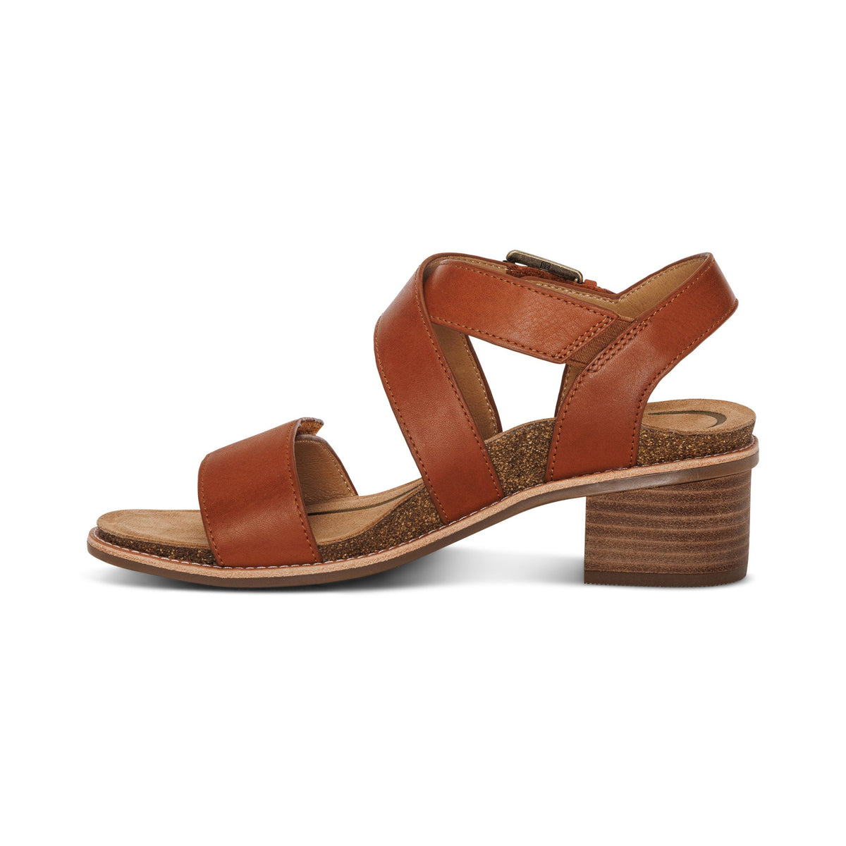 Aetrex Kristin Arch Support Block Heel - Cognac
