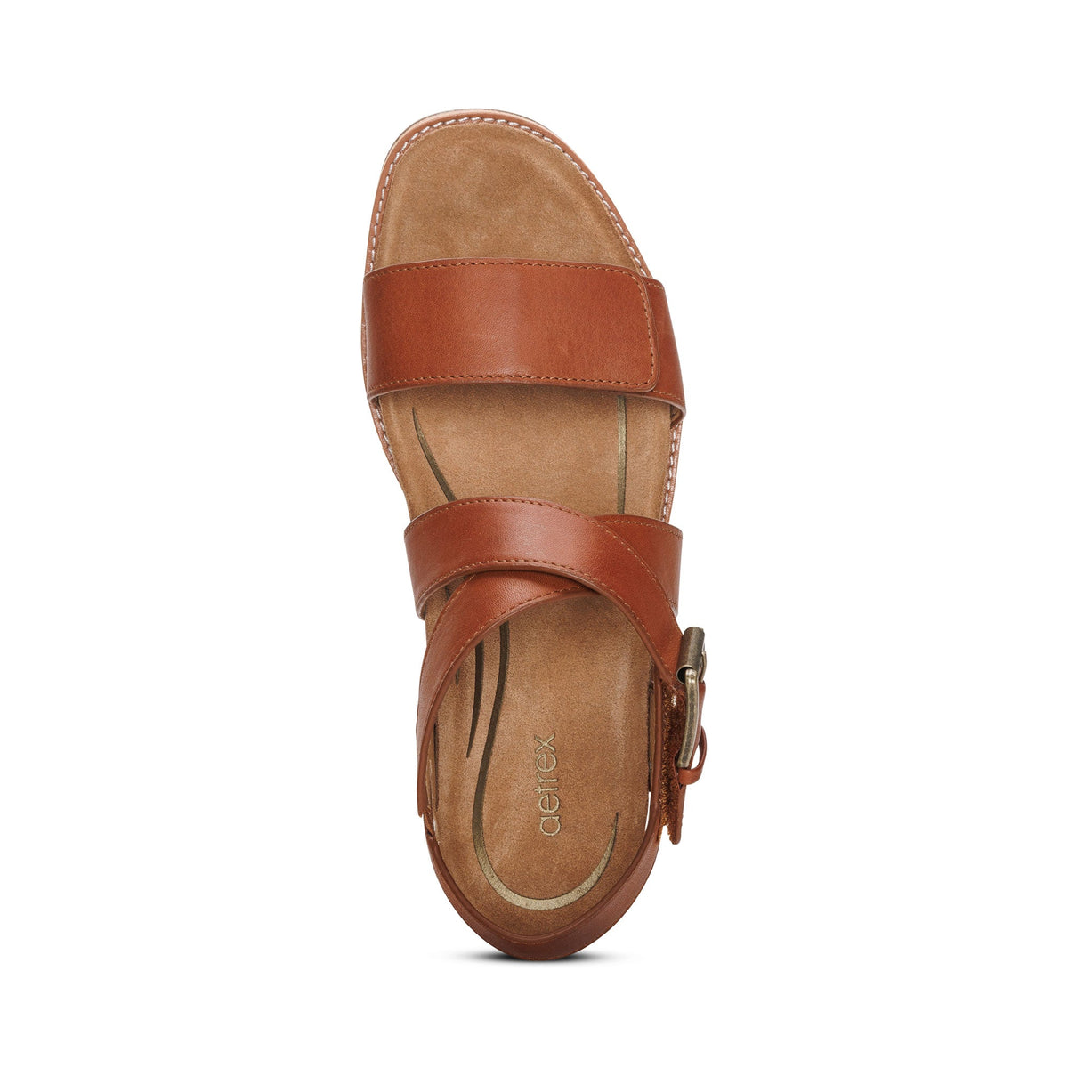 Aetrex Kristin Arch Support Block Heel - Cognac