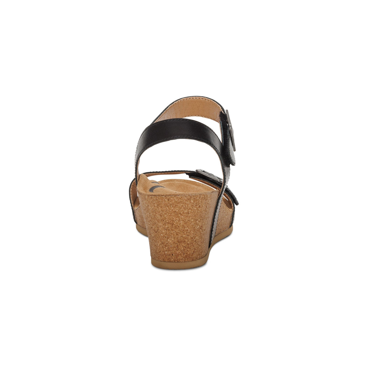 Aetrex Lexa Quarter Strap Wedge - Black Leather