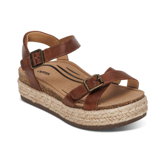 Aetrex Paula Arch Support Platform Sandal - Walnut