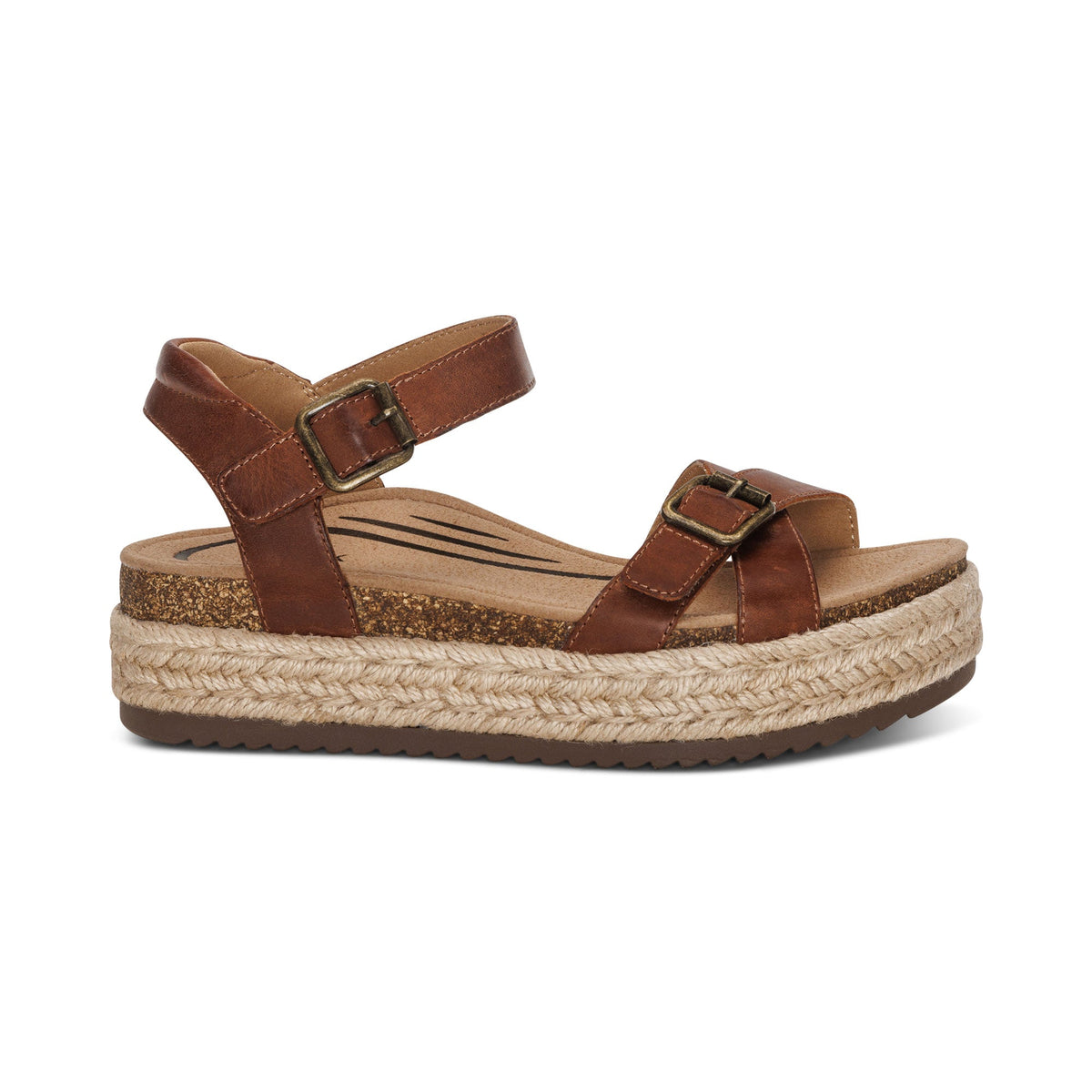 Aetrex Paula Arch Support Platform Sandal - Walnut