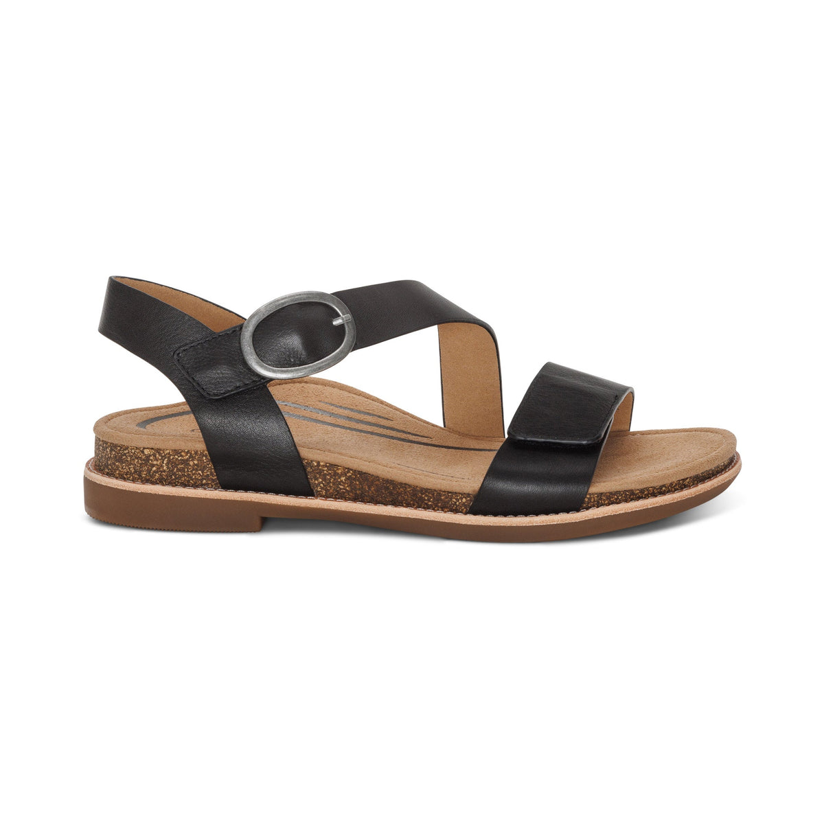 Aetrex Tamara Asymmetrical Quarter Strap Sandal - Black