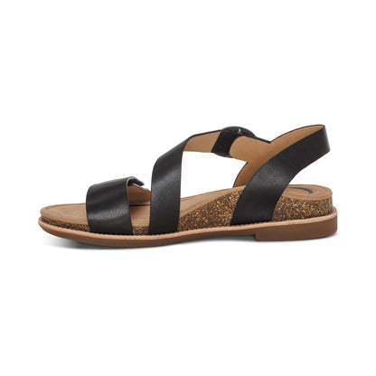 Aetrex Tamara Asymmetrical Quarter Strap Sandal - Black