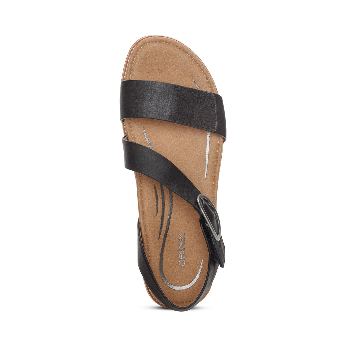 Aetrex Tamara Asymmetrical Quarter Strap Sandal - Black