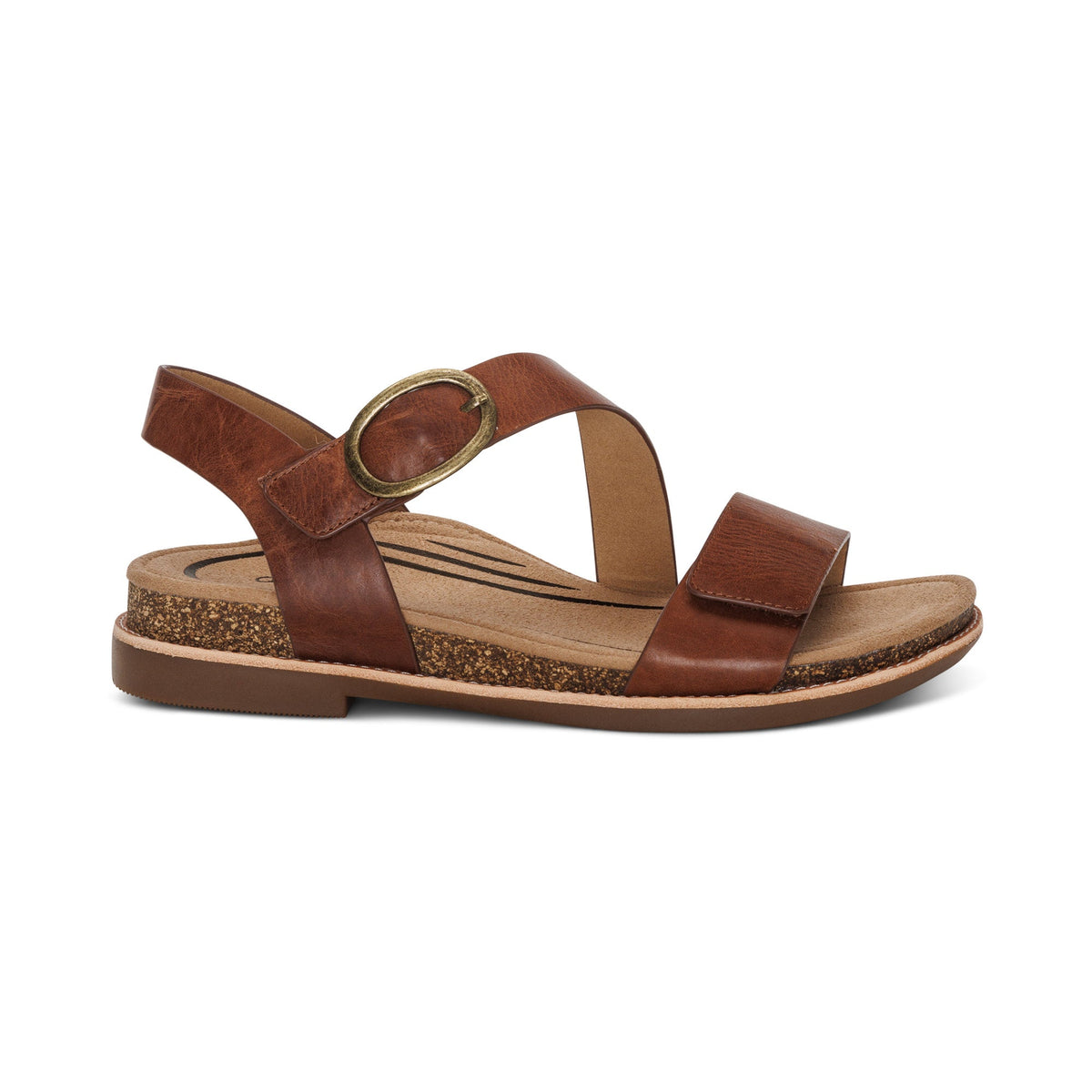 Aetrex Tamara Asymmetrical Quarter Strap Sandal - Walnut
