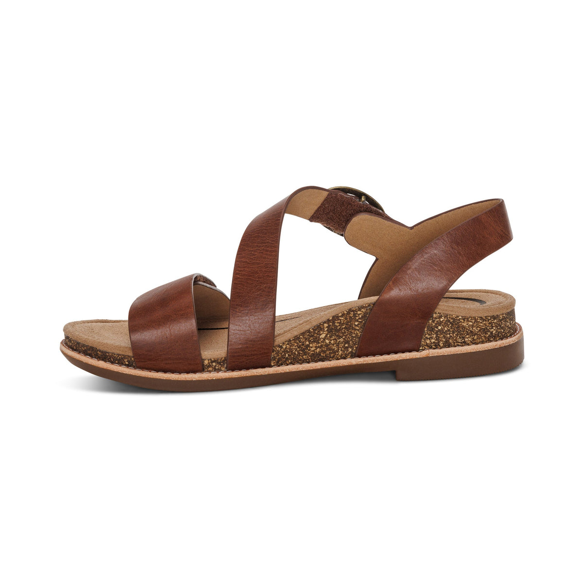Aetrex Tamara Asymmetrical Quarter Strap Sandal - Walnut