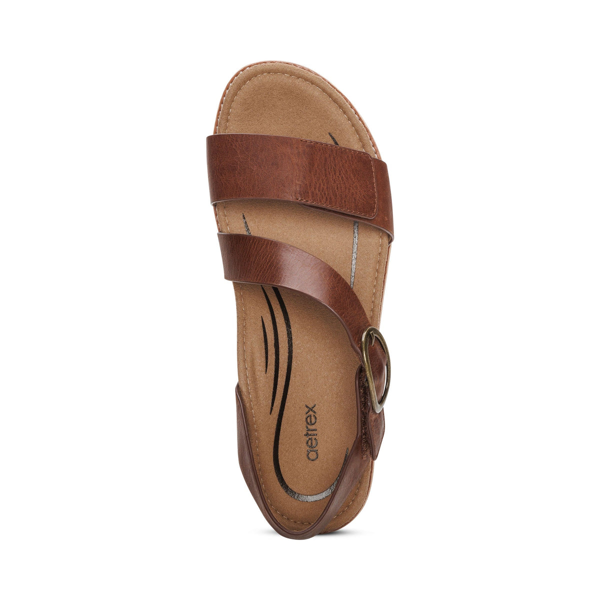 Aetrex Tamara Asymmetrical Quarter Strap Sandal - Walnut