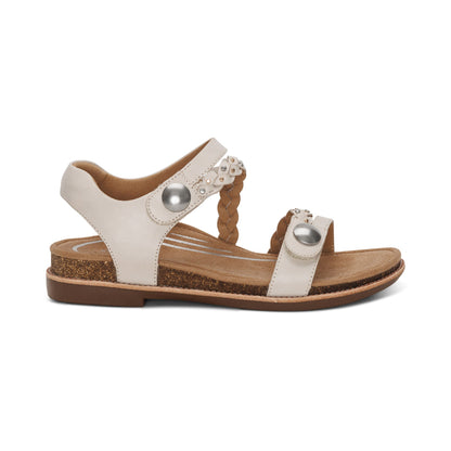 Aetrex Jenn Quarter Strap Sandal - Ivory