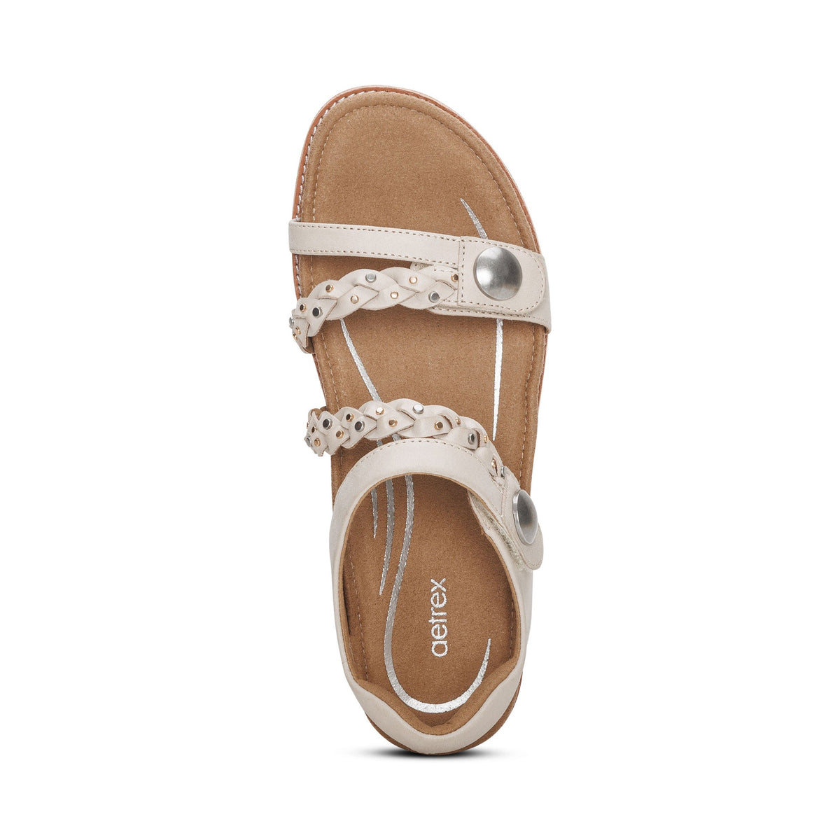 Aetrex Jenn Quarter Strap Sandal - Ivory
