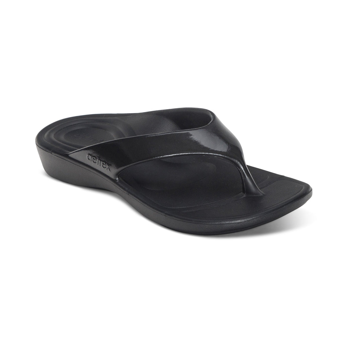 Aetrex Maui Orthotic Women's Flips - Black Gloss