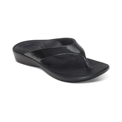 Aetrex Maui Orthotic Women's Flips - Black Gloss