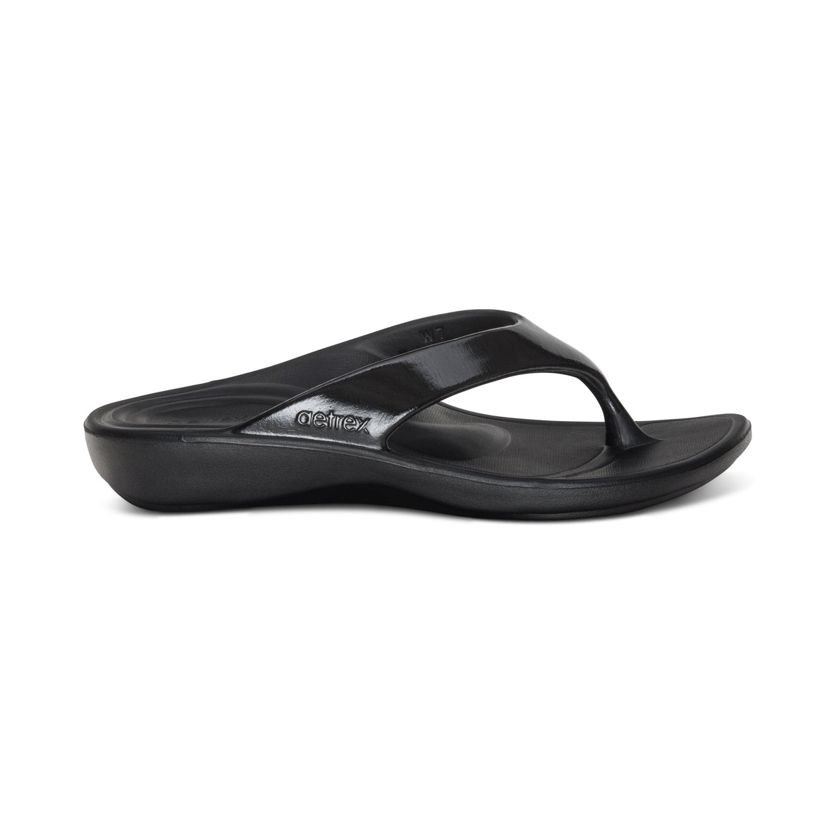 Aetrex Maui Orthotic Women's Flips - Black Gloss