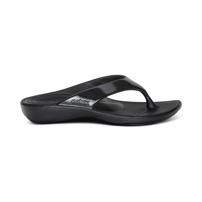 Aetrex Maui Orthotic Women's Flips - Black Gloss