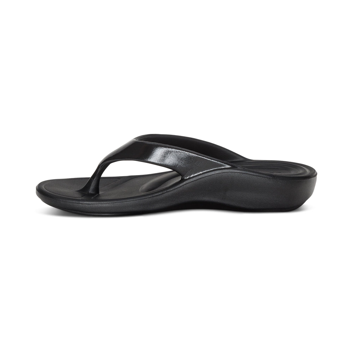 Aetrex Maui Orthotic Women's Flips - Black Gloss